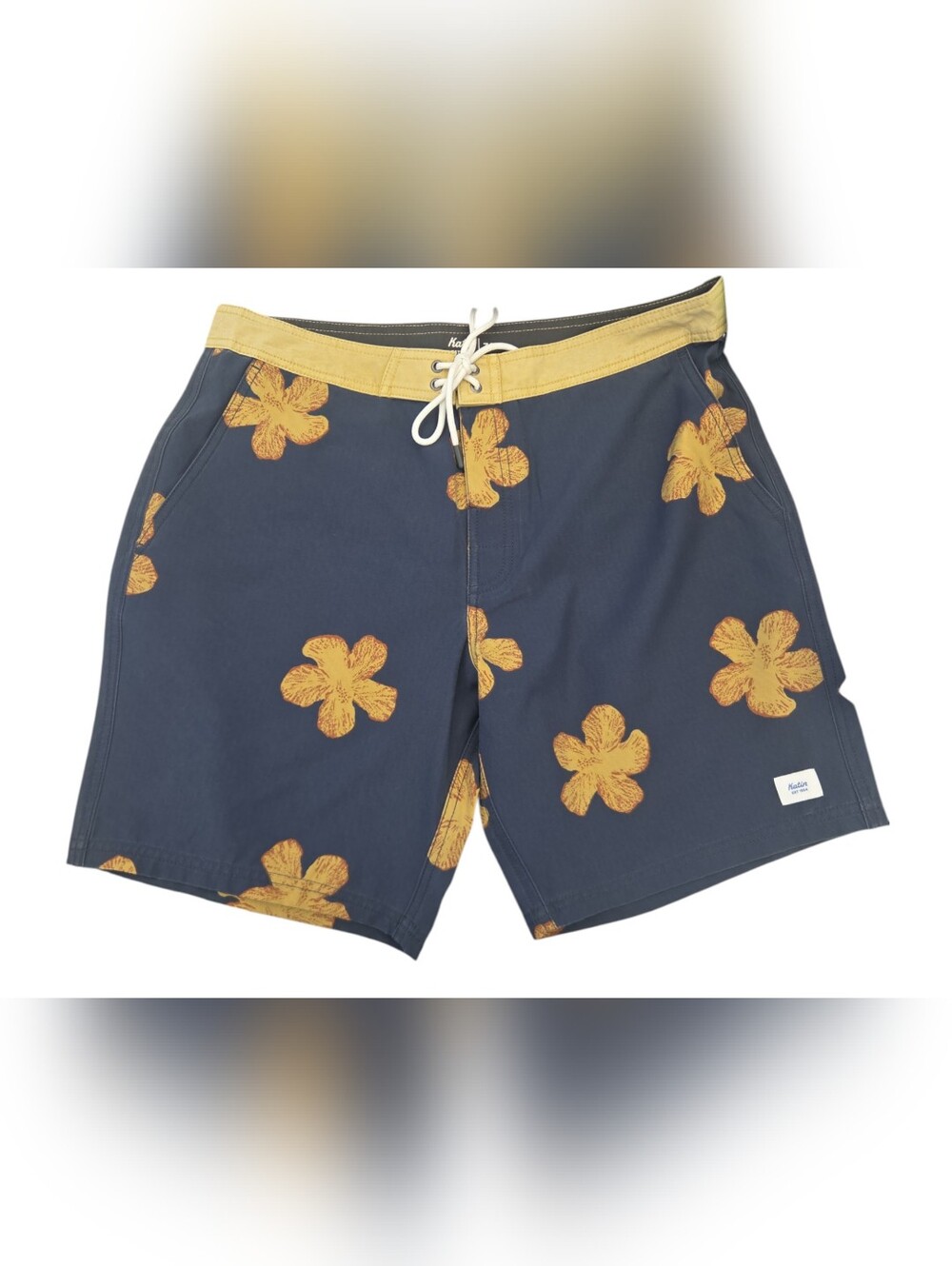 Katin Navy Swim Board Shorts with Yellow Floral Print